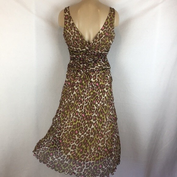 Trina Turk 100% Silk Brown Animal Print Sleeveless Dress 6 NEW - Picture 3 of 11